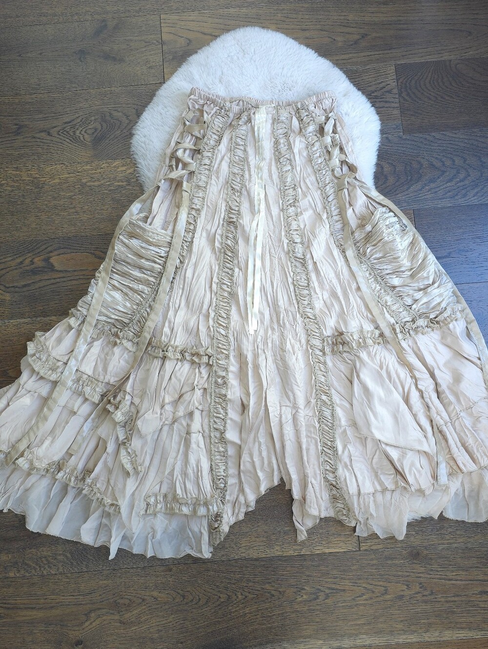 Pleated Ruffle Hankercheif Hem Fairy Pirate Corset Taffeta Skirt